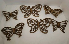 Vintage MCM 1970s Homco #7537 Butterfly  Wall Decor Set Of 6, Faux Rattan, Boho picture