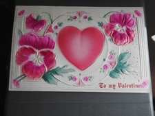 Antique  Celluoid 1911 beautiful Valentine card picture