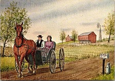 Pennsylvania PA Dutch Art Artist Jay McVey Signed Amish Courting Time Postcard picture