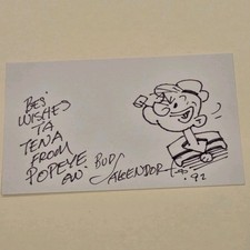 Bud Sagendorf Hand Drawn Sketch Signed Cartoonist Autograph Auto Popeye Comic picture
