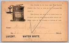 1891 UX10 advertising postcard PARAGON OIL CO. OIL CAN GRAPHIC scarce GLEN FALLS picture