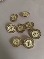 8 PCS  LV Logo 22mm Stamped Golden Round Buttons  picture