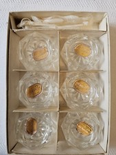 SET 6 VTG BOHEMIA GLASS SALT CELLARS/SPOONS IN BOX CZECHOSLOVAKIA NEW OLD STOCK picture