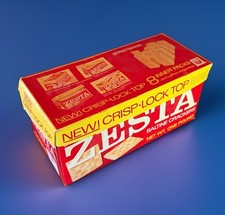 Vintage 1960's ZESTA Saltine Cracker Advertising Box w/ New Crisp Lock Lid NICE picture