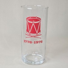 Vintage 1776-1976 Bicentennial Footed Tumbler - Red Drum Spirit of '76 Glass NOS picture