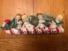 Lipper Mann Creations NOEL Angel Candy Cane Ceramic Figurine Japan 1956 4in picture
