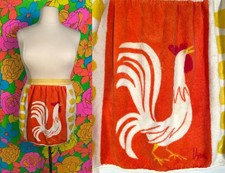 Vintage Vera Neumann Chicken Rooster Terry Cloth Half Apron picture
