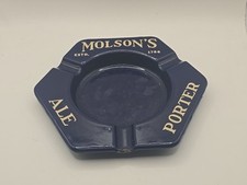 VINTAGE MOLSON'S BLUE ENAMEL ASTRAY PORTER ALE CANADAIAN BEER CIGAR  picture