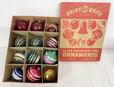 Vtg WWII Era & Earlier 12 Shiny Brite Glass Ornaments Unsilvered  Clear US of A picture