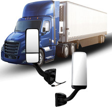 Door Mirror for FREIGHTLINER CASCADIA, Driver Side Black Heated & Motorized Door picture