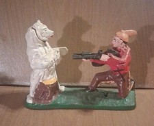 Vintage Cast Iron Indian Shooting Bear Mechanical Bank picture