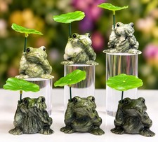 Wholesale Lot 6 Pcs Natural Nephrite Jade Frogs With Leaf Healing Energy picture