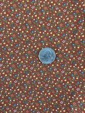 Vintage Petite Floral Fabric Piece Cotton Red Blue Hearts 22