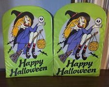 Vintage 70s-80s Happy Halloween Witch Signs EUC Spooky Pumpkin Broomstick Boo picture