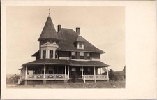 Vintage RPPC Victorian House Turret Architecture Early 1900s Postcard picture