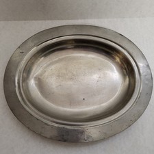 Antique Royal M.M. Co. Solid Pewter Oval Serving Platter 11.5