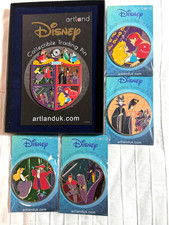 Disney Artland Sleeping Beauty Crest 5 Pin LE Set + Lithograph Aurora Maleficent picture