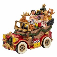 SANTA CLAUS & FRIENDS in ANTIQUE CAR MUSIC BOX / 