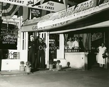 1939 TWO SAILORS in a Restaurant Doorway, Street Scene, Vintage Photo Reprint picture