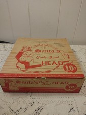 VINTAGE ANTIQUE W&F WAX SANTA HEAD 6 CANDY CONTAINERS Store Display Box Only picture