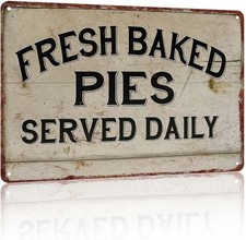 Vintage Fresh Baked Pies Served Daily Tin Metal Signs Home Décor 8x12 picture