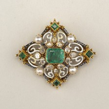 Carlo Giuliano Brooch Vintage Emerald Pearl Diamond Jewelry Photo Reprint Wall A picture