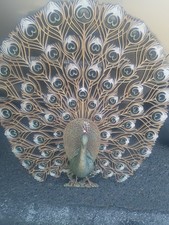 Rare Vintage 1960s MCM Burwood Peacock Wall Decor Size 30x34 picture