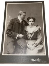 Fun Antique 1800S Victorian Cabinet Card Photograph Couple Chicago picture