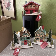 World Market Wood Laser  Cut  Chalet (set of 3) NEW UNUSED picture