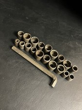 VTG 20 Pc Set 1/2” Drive Hexagonal Drive Sockets Knurled No Makers Mark + L Bar picture