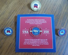 Solid Gold Tone Republican National Committee Lapel Pins - Lot of 4 pins picture