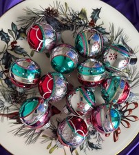Christopher Radko Shiny Brite FLOCKED ROUNDS Set of 12 Ornaments Christmas picture