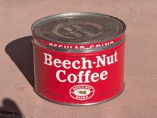 Vtg. 40's/50's  Beech-Nut 1 Lb Coffee Tin Very Good Condition w/Lid $60 picture