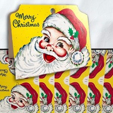 12 Vtg Classic Santa Header Cards for Mesh Christmas Stockings Goody Bag Topper picture