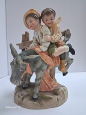  Antique German Bisque Porcelain Figurine - Boys Riding Donkey picture