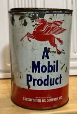 Mobil Oil Mobiloil Pegasus Oil Grease Can Tin 5 lb. 1950s A MOBIL PRODUCT picture