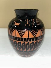 Santo Domingo Pottery Vase Kewa By Melinda Garcia MG Kokopelli 6” Olla Vintage picture