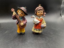 Vintage Country Boy Banjo Girl Goose Basket Ornaments Lot 4