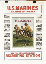 Original 1917 US Marines poster Soldiers of the Sea, Marines charge with rifles picture