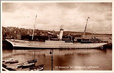 RPPC Postcard Lerwick Scotland Steam Ship ST. Sunniva At Harbour picture