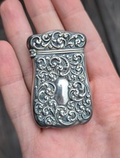Antique Sterling Silver Match Safe. Repousse Art Nouveau. Rare. Estate.  picture