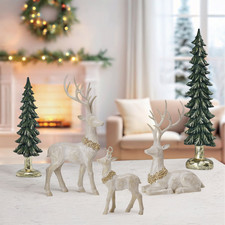 Holiday Deer Family with Trees, Set of 5 picture