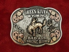 Rodeo Champion☆2004☆Bronc Riding TROPHY BUCKLE☆Green River Wyoming☆RARE☆T54 picture