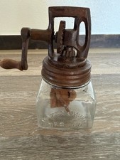 Dazey Churn No.5 Glass Butter Churn Jar w/ Metal Lid Hand Crank Paddle picture
