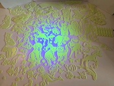 VTG Lisa Frank Glow in the Dark Plastic Shapes Decor Ceiling Huge Lot Of 100+ picture