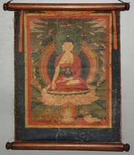 Real Tibet 19th Century Old Antique Buddhist Thangka Sakyamuni Buddha Tangka picture