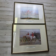 Set of 2 Vintage George Wright Equestrian Prints - Over the Sticks & Setting Off picture