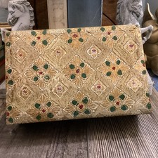 Vintage Italian Florentine Hand Carved & Painted Gold Leaf Jewelry Trinket Box picture