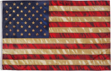 Vintage American Flag 3X5 Ft Tea Stained American Flags Heavy Duty Old Antiqued picture