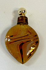 Vintage  German Blown Glass Perfume Bottle Amber Aventurine Swirl w/ Dauber picture